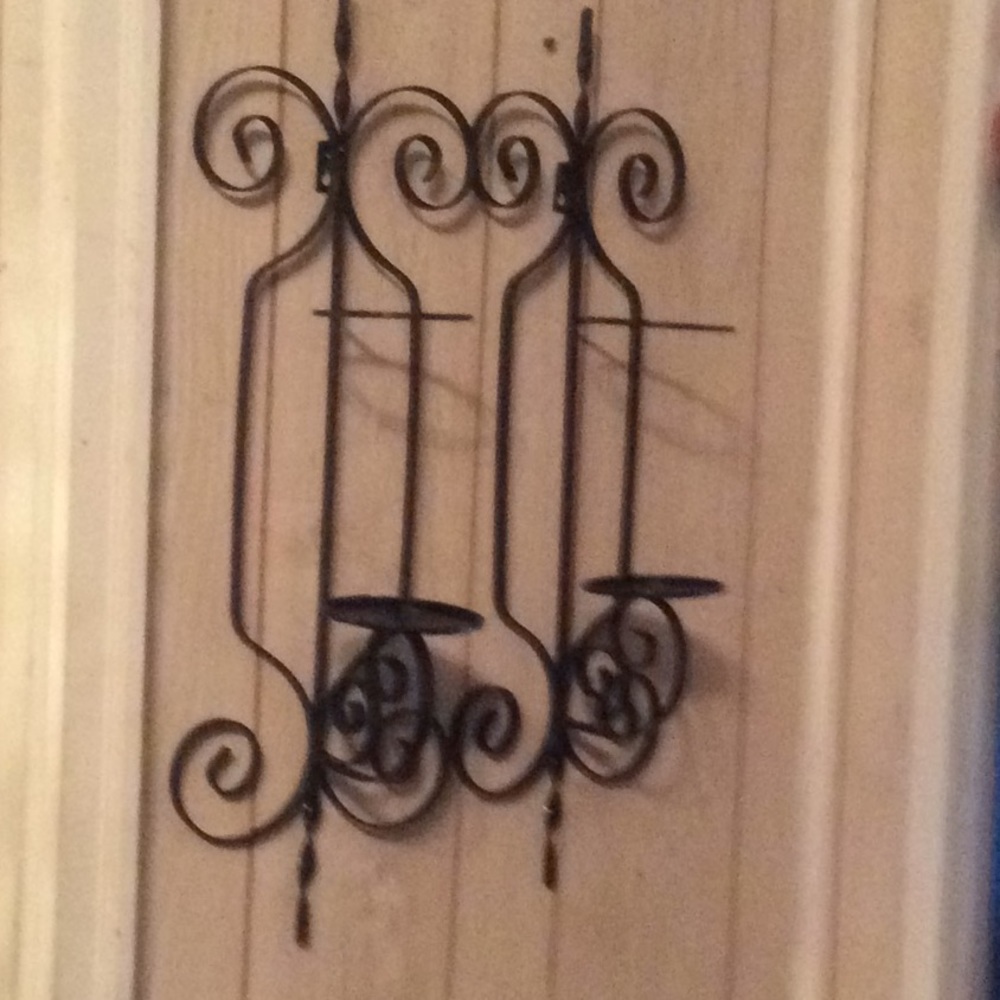 Set of 2 Black Metal Wall Scones